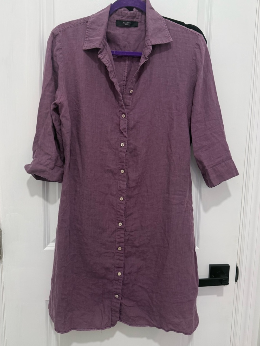 Weekend MaxMara Purple Linen Button-Down Shirt Dress S/M